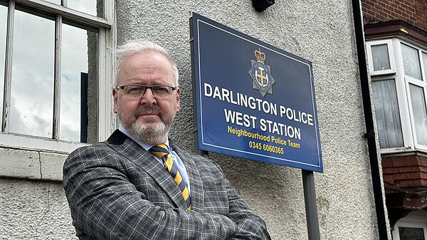 Nigel outside Darlington West Police Station