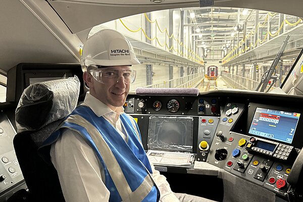 Aidan on a visit to Hitachi in Durham